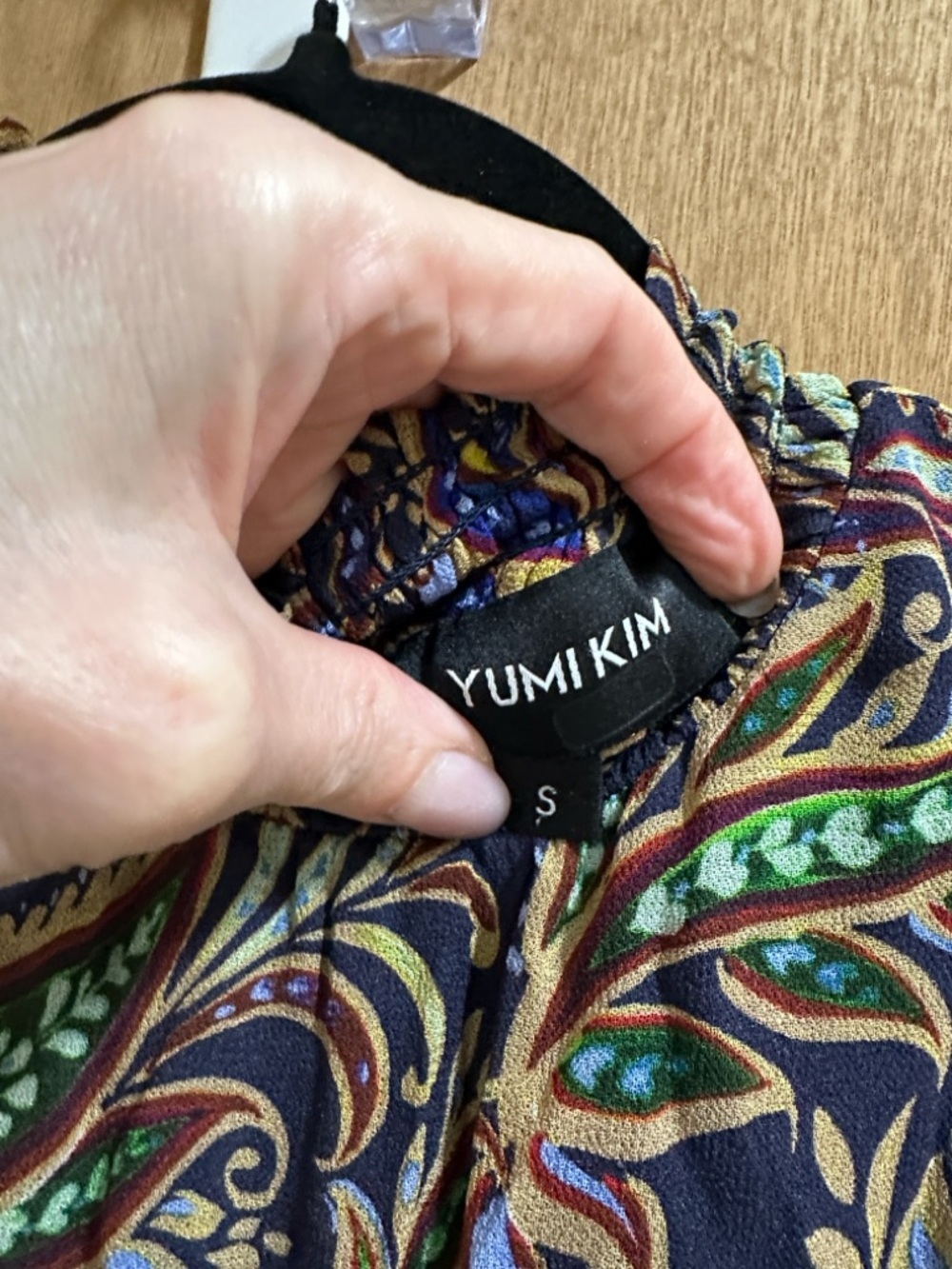 Yumi Kim Navy Paisley drop waist dress with Green & Gold Accents